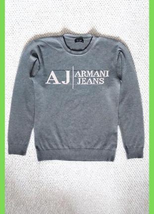 Мужской свитер серый джемпер р. l, xl вискоза armani jeans