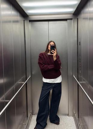 Свитер трикотажный бордо zara