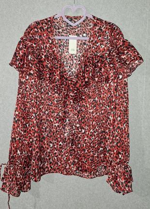 Червона блуза блузка в леопардовий принт river island uk 16
