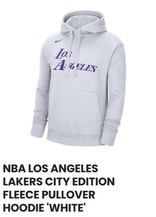 Оригінальнє стильне худі nba los angeles lakers city edition fleece pullover hoodie 'white', колекції 2023 року