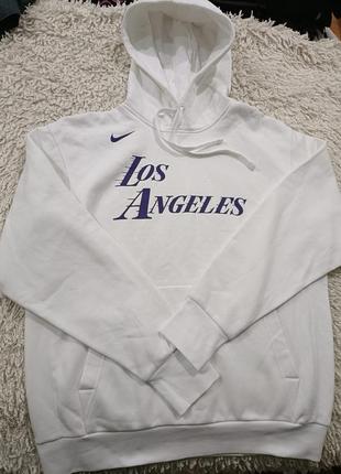 Оригінальнє стильне худі nba los angeles lakers city edition fleece pullover hoodie 'white', колекції 2023 року2 фото
