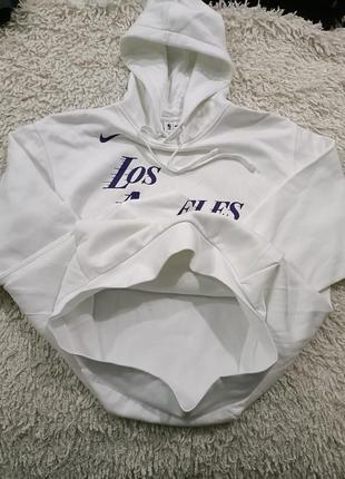 Оригінальнє стильне худі nba los angeles lakers city edition fleece pullover hoodie 'white', колекції 2023 року3 фото