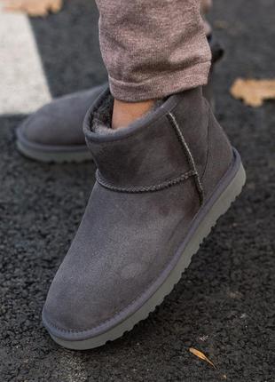 Женские серые угги ugg classic mini ii boot