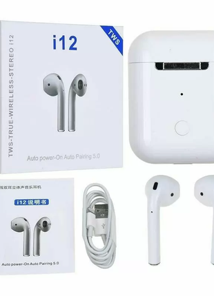 Бездротові сенсорні навушники bluetooth i12-tws
