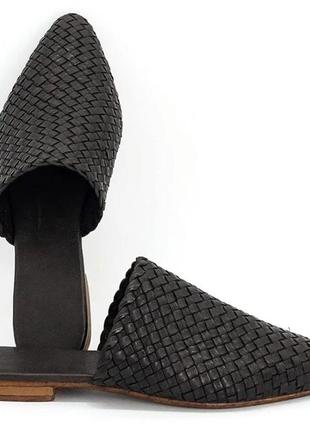 Домашні шкіряні капці мюлі бабуші ручна робота