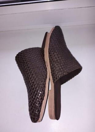 Домашні шкіряні капці мюлі бабуші ручна робота