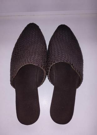 Домашні шкіряні капці мюлі бабуші ручна робота