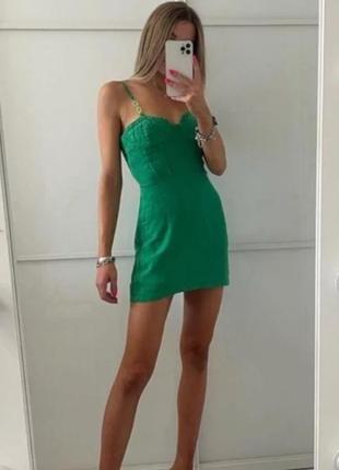 Новое зеленое платье мини zara