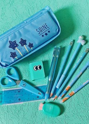 Пенал косметичка с наполнением подарочный голубая коллекция арт.mf161