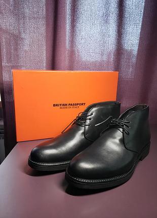 Мужские итальянские кожаные ботинки chukka boot black british passport