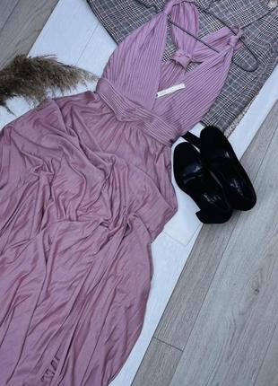 Новое розовое вечернее платье asos m длинное платье с разрезом на ноге