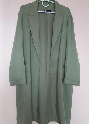 Натуральний оливковий легенький кардиган з тканини ліоцелл фірми zara, накидка 50-52 р.