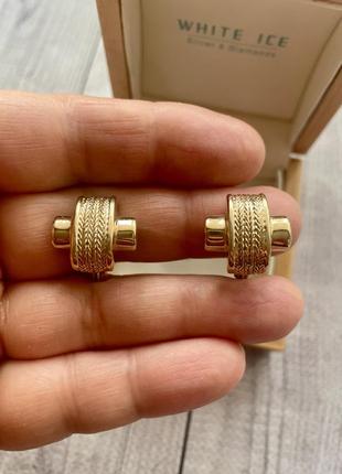 Monet винтажные серьги клипсы редкие золотистые американский винтаж