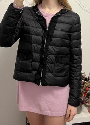 Натуральный укороченный черный пуховик zara