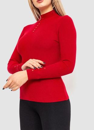Водолазка женская в рубчик красный