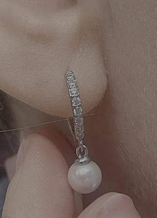 Серьги серебряные с жемчужинами