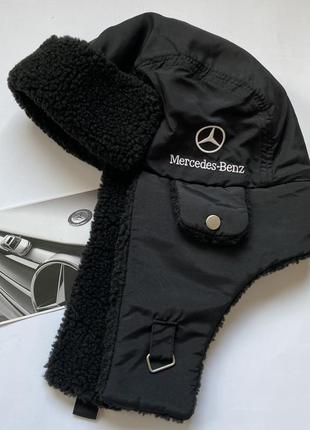 Новая мужская шапка ушанка mercedes’ benz collection оригинал чёрного цвета