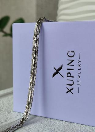 Сріблястий браслет ксюпінг xuping покриття родій медичний сплав унісекс