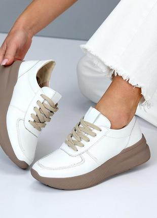 Білі шкіряні кросівки 🌿 22335