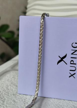 Серебристый браслет ксюпинг xuping покрытие родий медицинский сплав унисекс