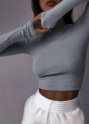 Укорочений топ з довгим рукавом zara, кофта в рубчик, топ вільного крою в рубчик, базова кофта зара