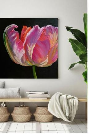 Інтер'єрна картина олією на полотні, з тюльпаном з диптиха "весняні барви "