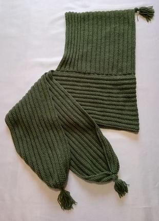 В'язаний теплий шарф капюшон ручної роботи handmade
