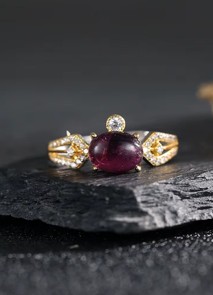 Серебряное кольцо с натуральным родолитом