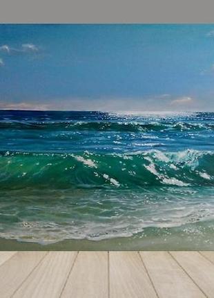 Картина маслом морской пейзаж с волной2 фото
