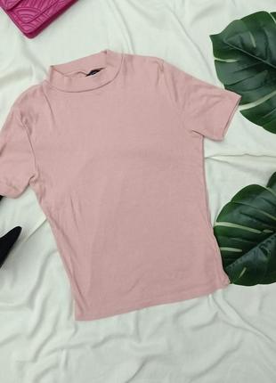 🎀 стильная розовая женская футболка в рубчик house xl  🎀