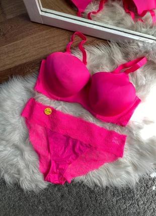 Неоновый розовый комплект, бюстгальтер и трусики 🌸