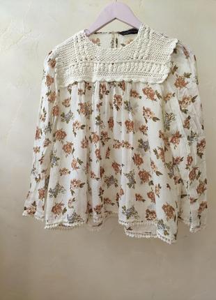 Блуза zara зара розмір м сорочка вільного крою з мереживом