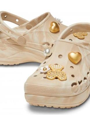 Crocs крокс клоги сабо baya platform marbled charm chai multi