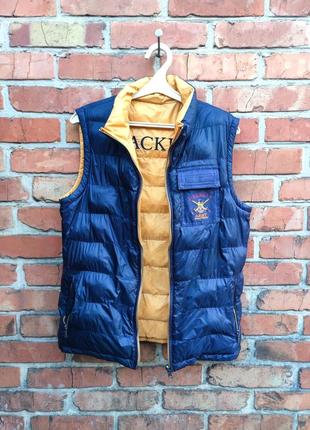 Hackett size s двухсторонняя жилетка жилет синий желтый