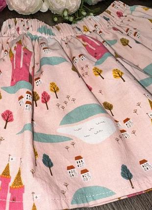 Котонова спідничка для дівчаток 12-18 місяців. натуральна тканина та чарівний казковий принт. 3