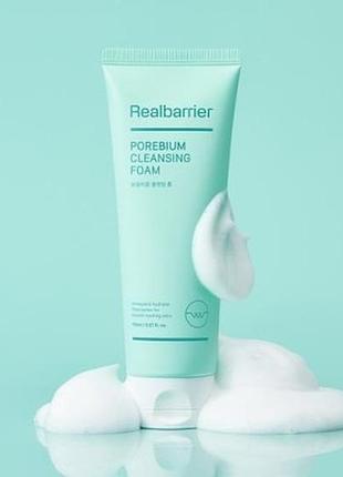 Ензимна пінка для глибокого очищення real barrier porebium cleansing foam 150ml