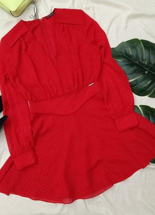 ✨ шикарное модное красное шифоновое платье guess s ✨