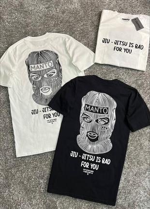 Мужская футболка manto maska черная хлопковая манто маска с принтом s-xxl