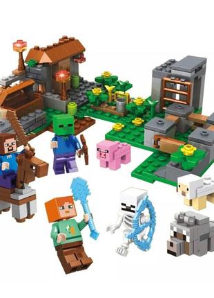 Конструктор minecraft поселок 335 деталей 8 фигурок майнкрафт sj82004