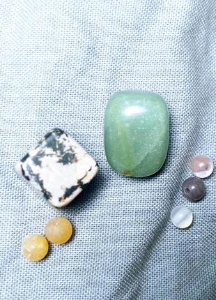 Камень набор для рукоделия родорнит кубик 1 см, зеленый, бусины 5 мм 5 шт агат, кварц