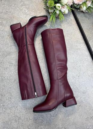 Зручні бордові чоботи belucci натуральна шкіра замш зима демі