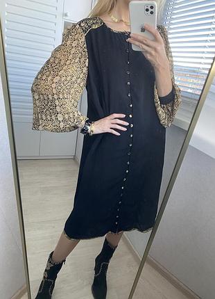 100% вискоза платье балахон чёрное с длинными рукавами monsoon