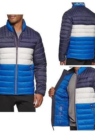 Tommy hilfiger мужская демисезонная куртка royal blue colorblock men's ultra loft packable puffer ja