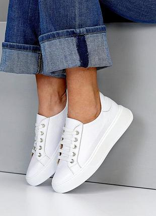 Кеды "cotton", белый, натуральная кожа