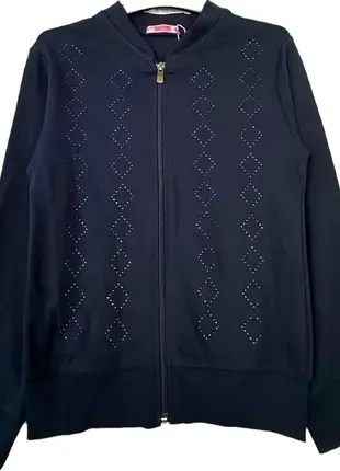 Трикотажная кофта для девочки 134 см темно синяя турция