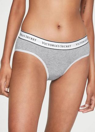 Хлопковые трусики слип хипстеры серые victoriassecret