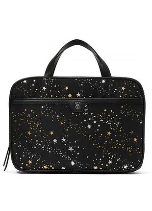 Косметичка кейс victoria's secret cosmetic travel toiletry bag, черная со звездами оригинал