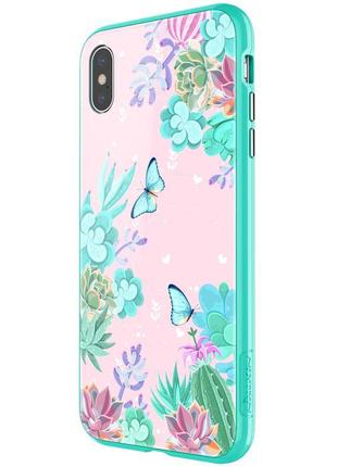 Защитный чехол бампер магнитный nillkin floral для iphone xs max