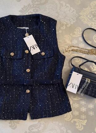 Твидовая жилетка zara