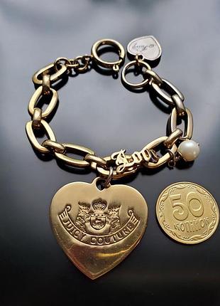 Juicy couture золотистий з шармами браслет, 18см, америка